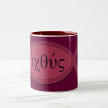 IXOYE Christian Fish Symbol - Red Parchment Mug