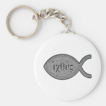 IXOYE Christian Fish Symbol - Stone Effect Keychain