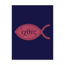 IXOYE Greek Text - Red Parchment Post Card