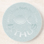 IXTHUS Christian Fish Symbol - SILVER Beverage Coaster