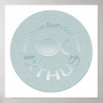 IXTHUS Circular Silver Plaque Posters