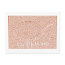 IXTHUS Symbol - Copper Plaque Oblong Postcard
