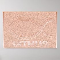 IXTHUS Symbol - Copper Plaque Oblong Poster