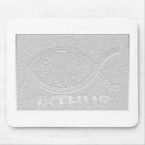 IXTHUS Symbol - Silver Plaque oblong Mousepad