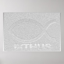 IXTHUS Symbol - Silver Plaque oblong Posters