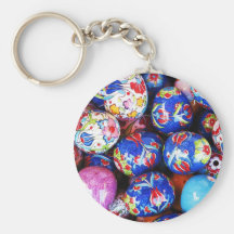 Iznik Design Ceramic Eggs Key Chains
