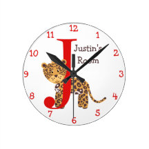 J is for Jaguar and Justin-Child's Bedroom Wall Clocks