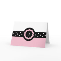 J :: Monogram J Dotted Pink & White Card