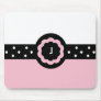 J :: Monogram J Dotted Pink & White Mousepad