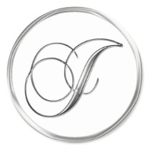 J Monogram Letter Sliver On White Wedding Seal Sticker