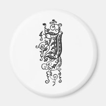 J - The Decorative Letter J Refrigerator Magnet