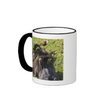 Jacana standing on hippo's (Hippopotamus Coffee Mug