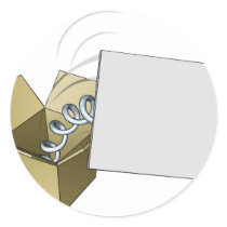 Jack in the box sign round sticker