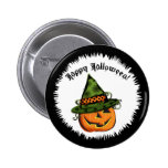 Jack-O-Lantern in Witch Hat Pinback Button