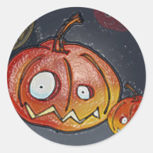Jack-o-Lanternes Autocollants Ronds