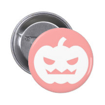 Jack O'Lantern Cartoon Pink Button