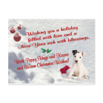 Jack Russell Christmas Hugs and Kisses Postcard