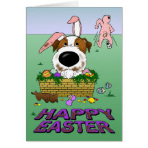 Jack Russell Happy Easter Card