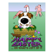 Jack Russell Happy Easter Postcard