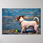 Jack Russell Terrier Dog Art - Jack at the Beach posters