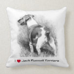 Jack Russell Terrier: Dog in Pencil: I Heart JRT's Pillow