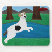 Jack Russell Terrier Dog Playing Frisbee Mousepad