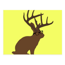 jackalope with glasses postcard