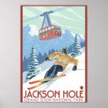 Jackson Hole, Wyoming Skier and Tram Poster