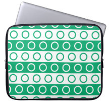 Jade Green and White Stripes and Polka Dots Laptop Sleeves