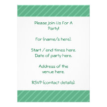 Jade Green Diagonal Stripes. Pattern. Custom Announcements