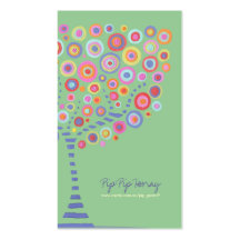 Jade Green Retro Circle Tree Online Store Card Business Card Templates