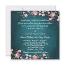 Jade Pink Japanese Cherry Blossoms Wedding Invite