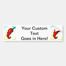 Jagged red pepper yellow blue frame bumper sticker