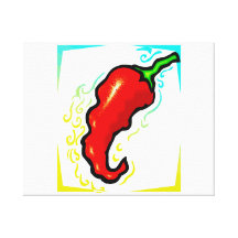 Jagged red pepper yellow blue frame stretched canvas prints