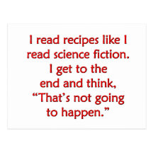 J'ai lu des recettes comme je lisais la science-fi carte postale