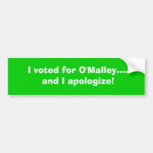 J'ai voté pour O'Malley…. et je fais des excuses ! Adhésifs Pour Voiture