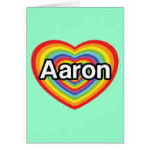 J'aime Aaron, coeur d'arc-en-ciel Carte De Vœux