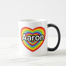 J'aime Aaron, coeur d'arc-en-ciel Mug À Café
