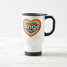 J'aime Ange, coeur d'arc-en-ciel Tasses