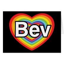 J'aime Bev : coeur d'arc-en-ciel Carte De Vœux