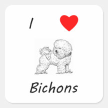 J'aime Bichons Autocollants