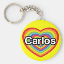 J'aime Carlos : coeur d'arc-en-ciel Porte-clefs