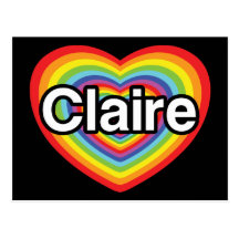 J'aime Claire : coeur d'arc-en-ciel Carte Postale