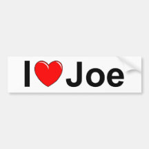 J'aime (coeur) Joe Autocollants Pour Voiture