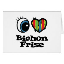 J'aime (coeur) le frise de Bichon Cartes De Vœux
