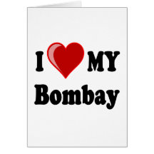 J'aime (coeur) mon chat de Bombay Cartes De Vœux