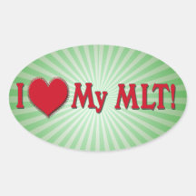 J'AIME (COEUR) MON MLT ! LABORATOIRE MÉDICAL STICKER OVALE