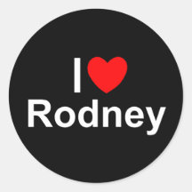 J'aime (coeur) Rodney Autocollant Rond