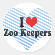 J'aime des gardiens de zoo autocollants ronds