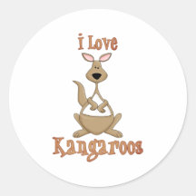 J'aime des kangourous adhésifs ronds